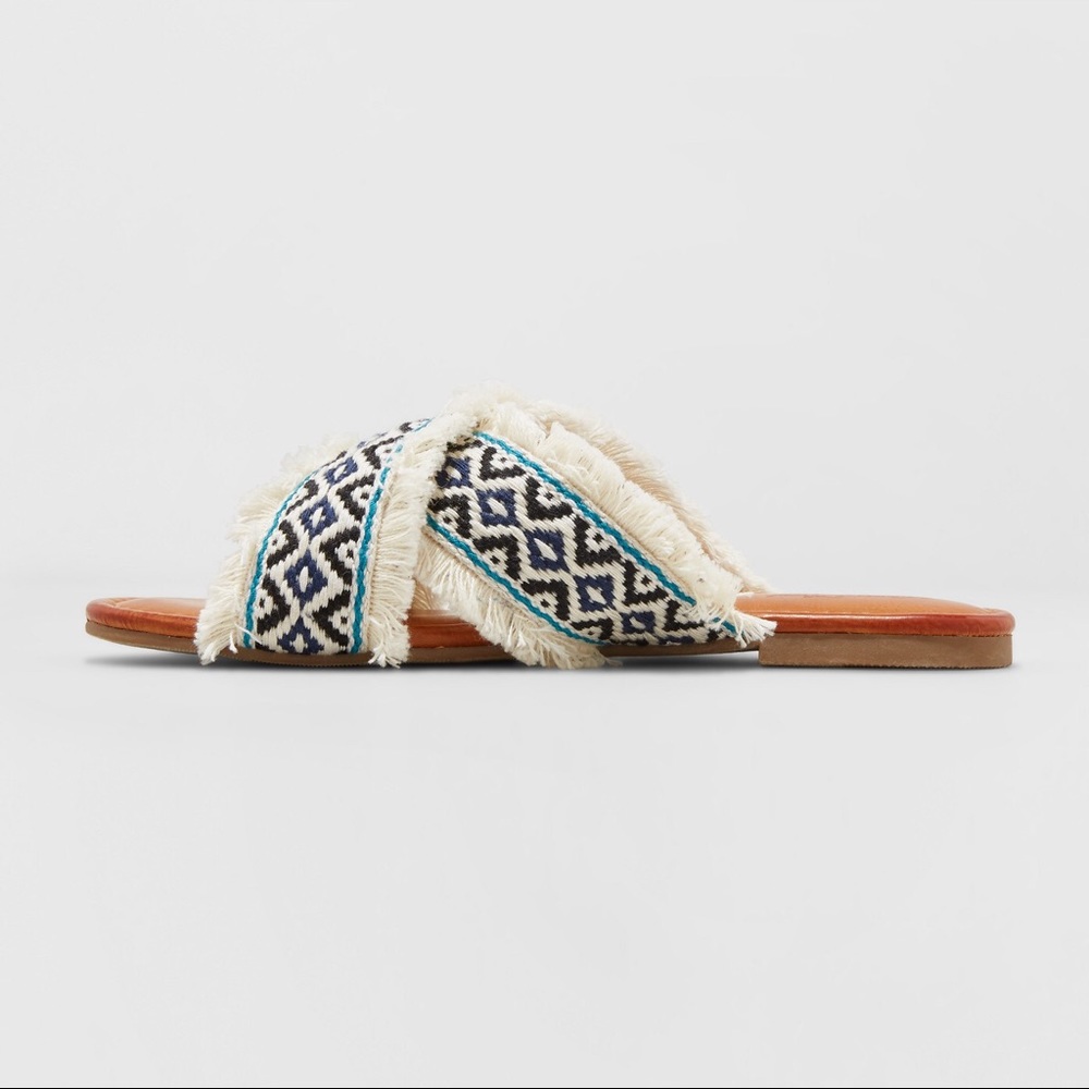 Women's Jupiter Cross Band Slide Sandals Cream-1 - Picture 4 of 5
